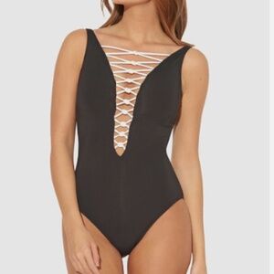 Bleu Rod Beattie Strappy One-Piece Swimsuit RBKN19232 6 -14 Black/ white NWT